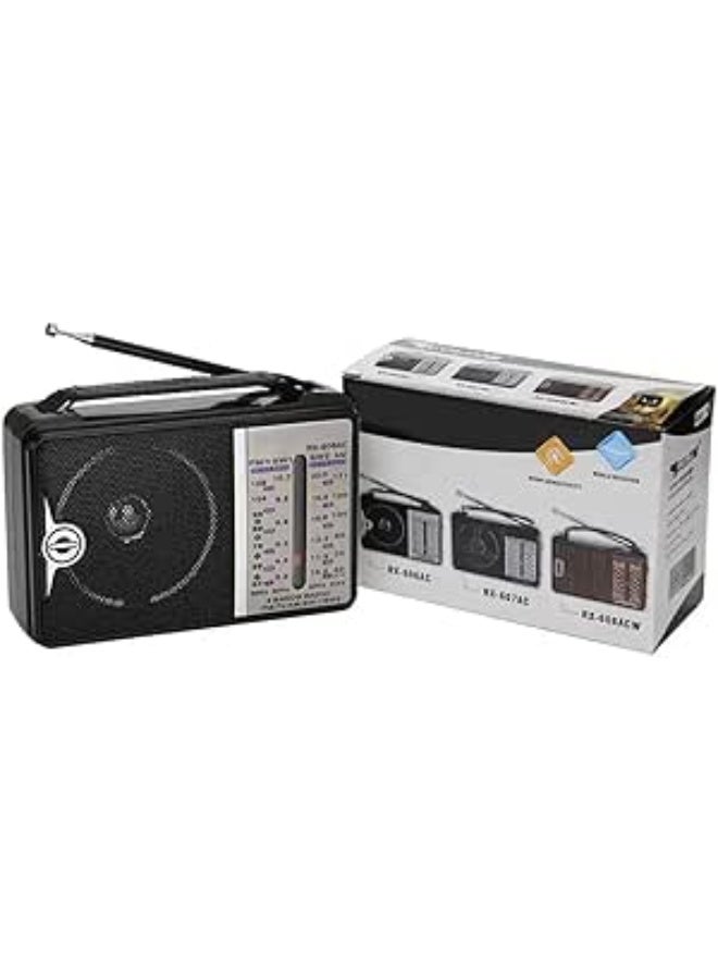 RX-607AC Mini Electric Radio with Classic Design, Black - Image 1